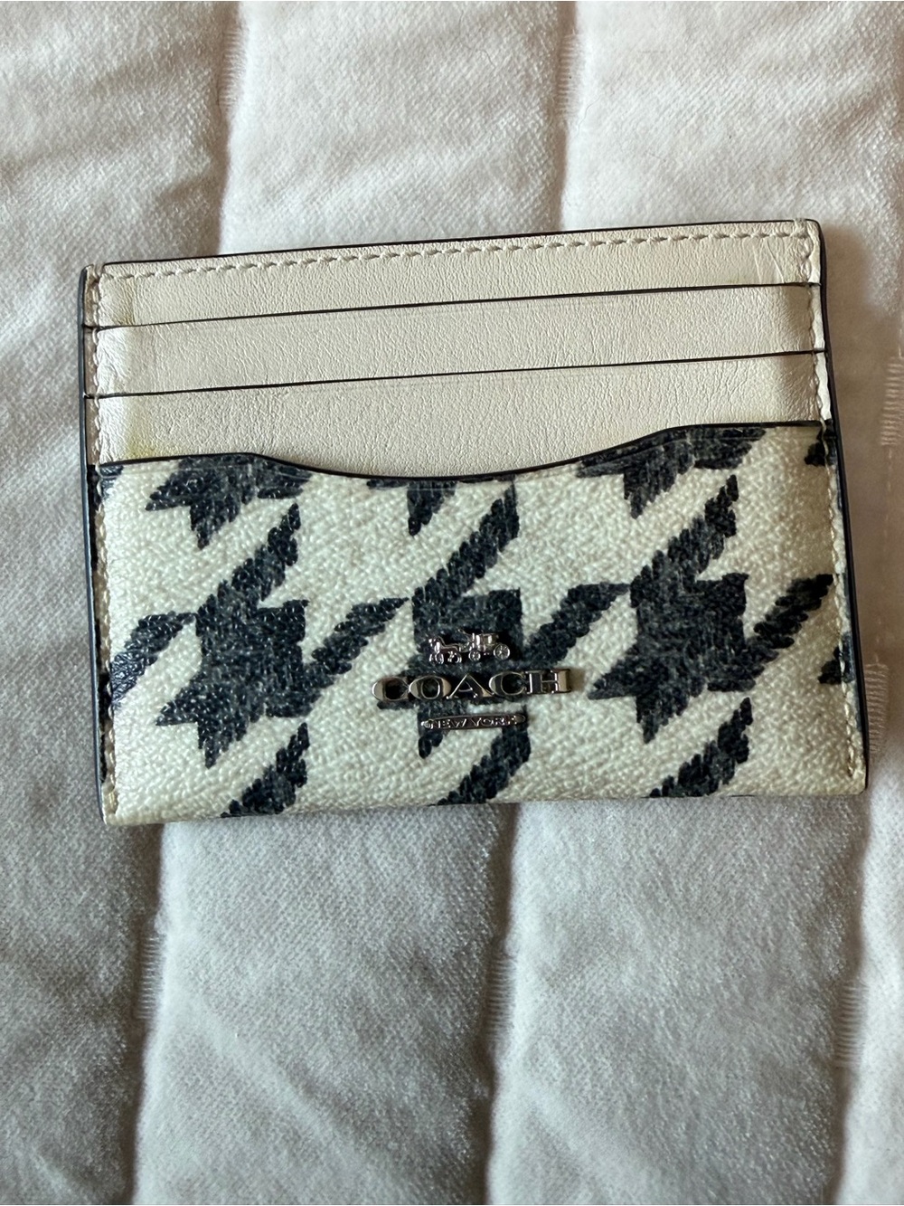 Coach Black and White Houndstooth Card Case